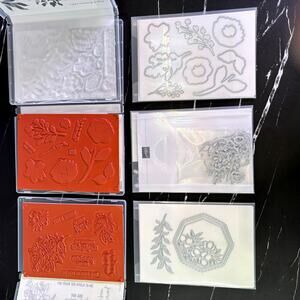 Stampin Up Unused Floral Craft Stamp + Die Lot